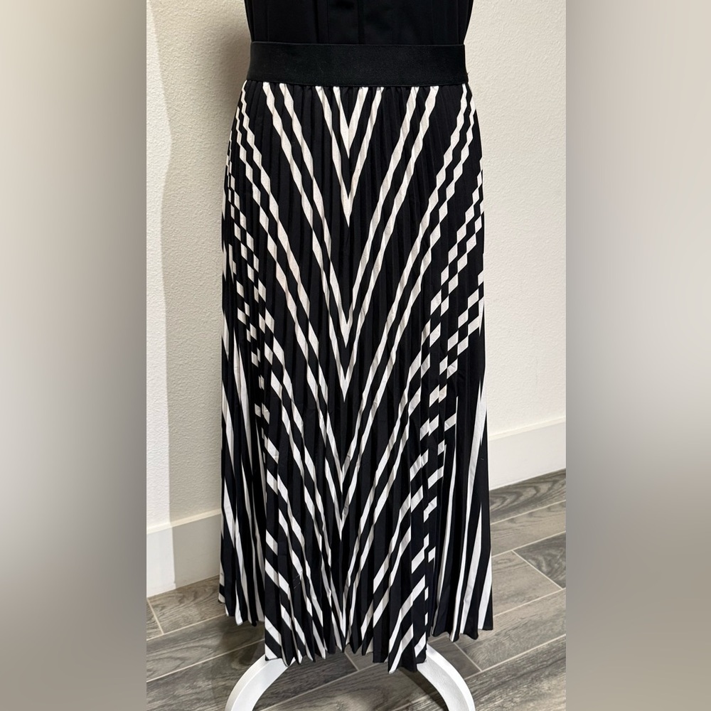 H&M Black and White Pleated Maxi Skirt
